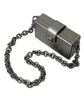 Dolce & Gabbana Metallic Gray Calfskin Leather DG BOX Shoulder Bag